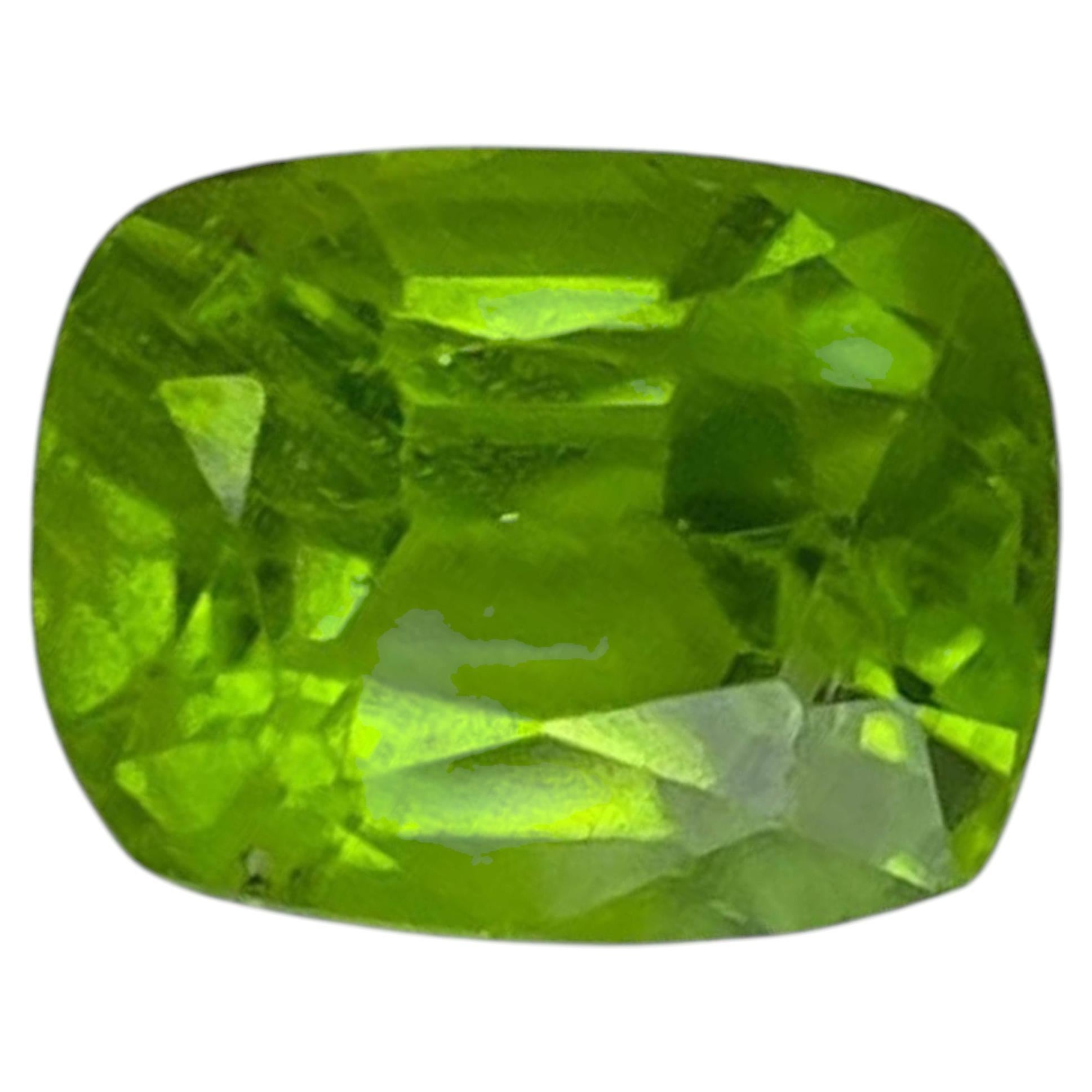 6.01 Carats Green Loose Peridot Stone Cushion Cut Natural Pakistani Gemstone