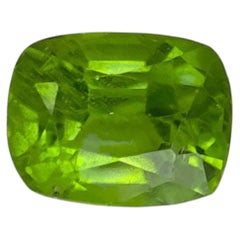 6.01 Carats Green Loose Peridot Stone Cushion Cut Natural Pakistani Gemstone