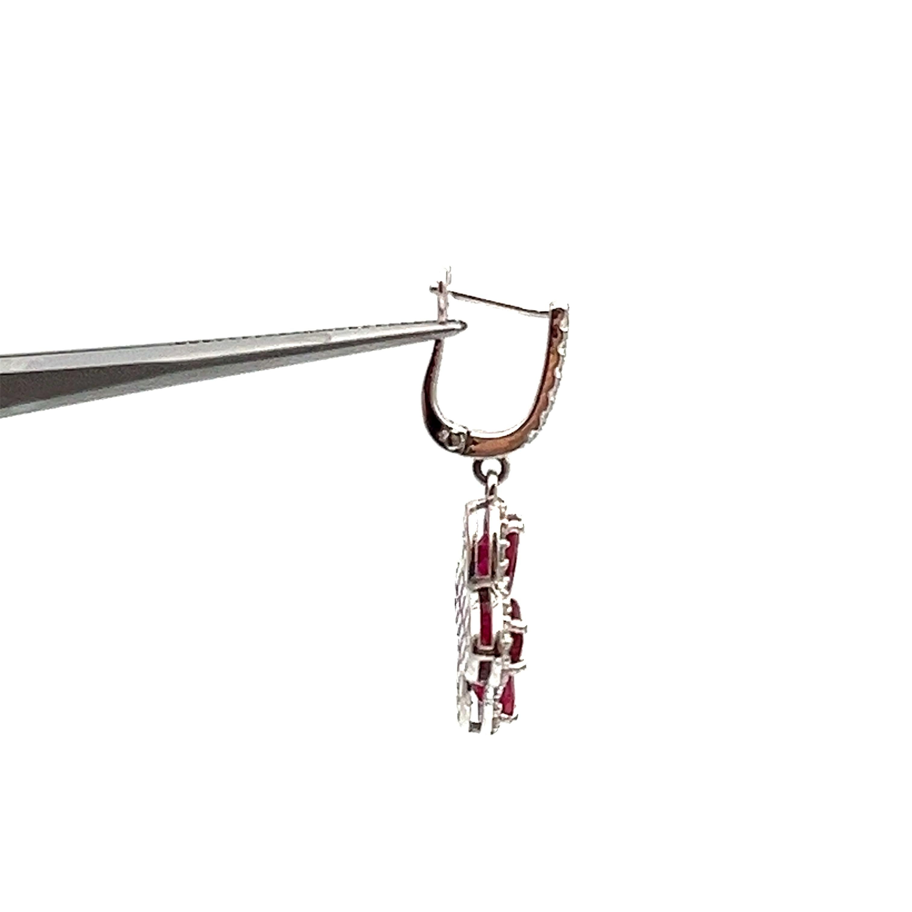 6.87 ct Natural Burma Ruby & Diamond Earrings  In New Condition For Sale In Chicago, IL