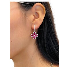 6.01 Ct Natural Ruby & Diamond Earrings