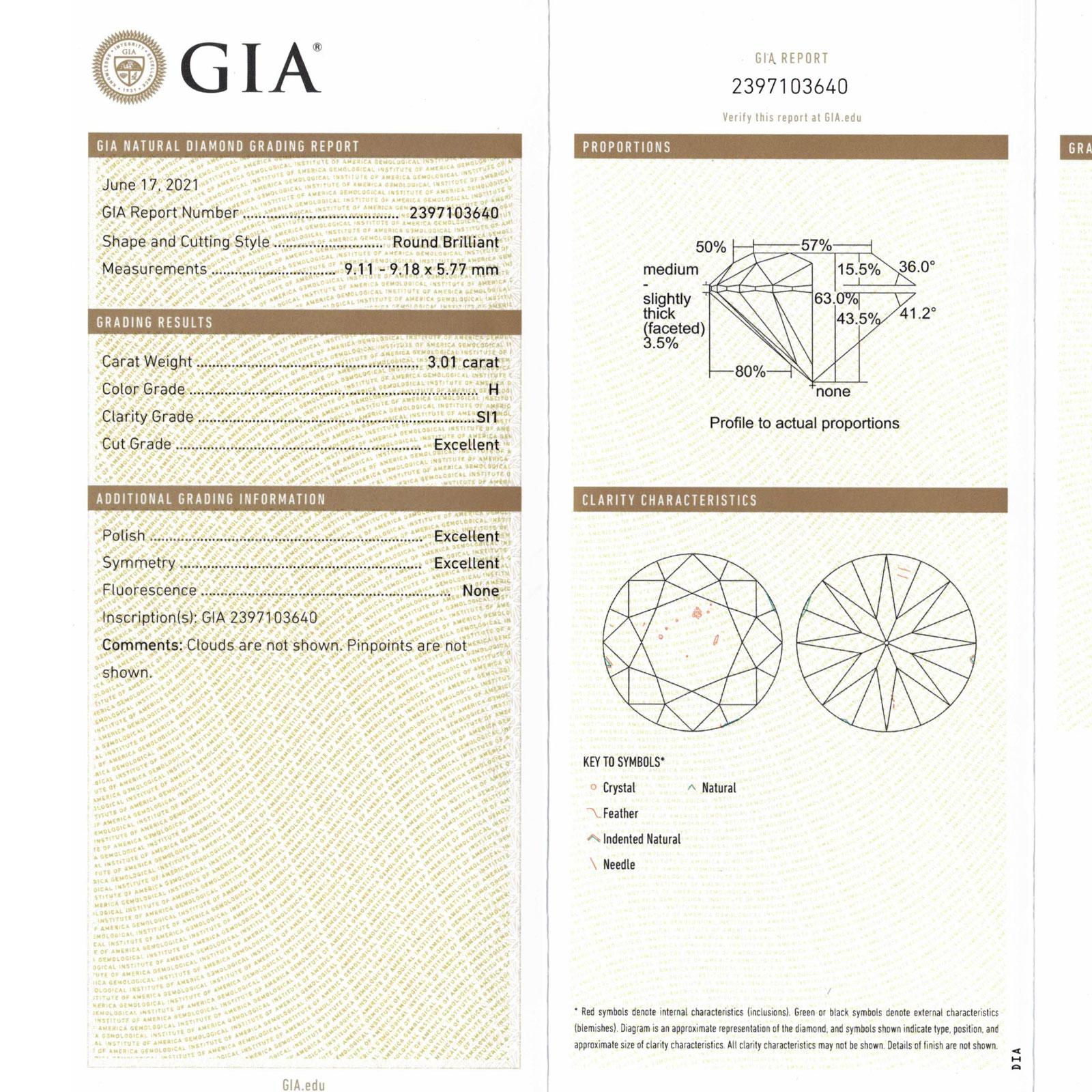 6,01 Karat Diamant-Ohrstecker GIA zertifiziert H/SI1 14KWG Martini-Montierung Damen im Angebot