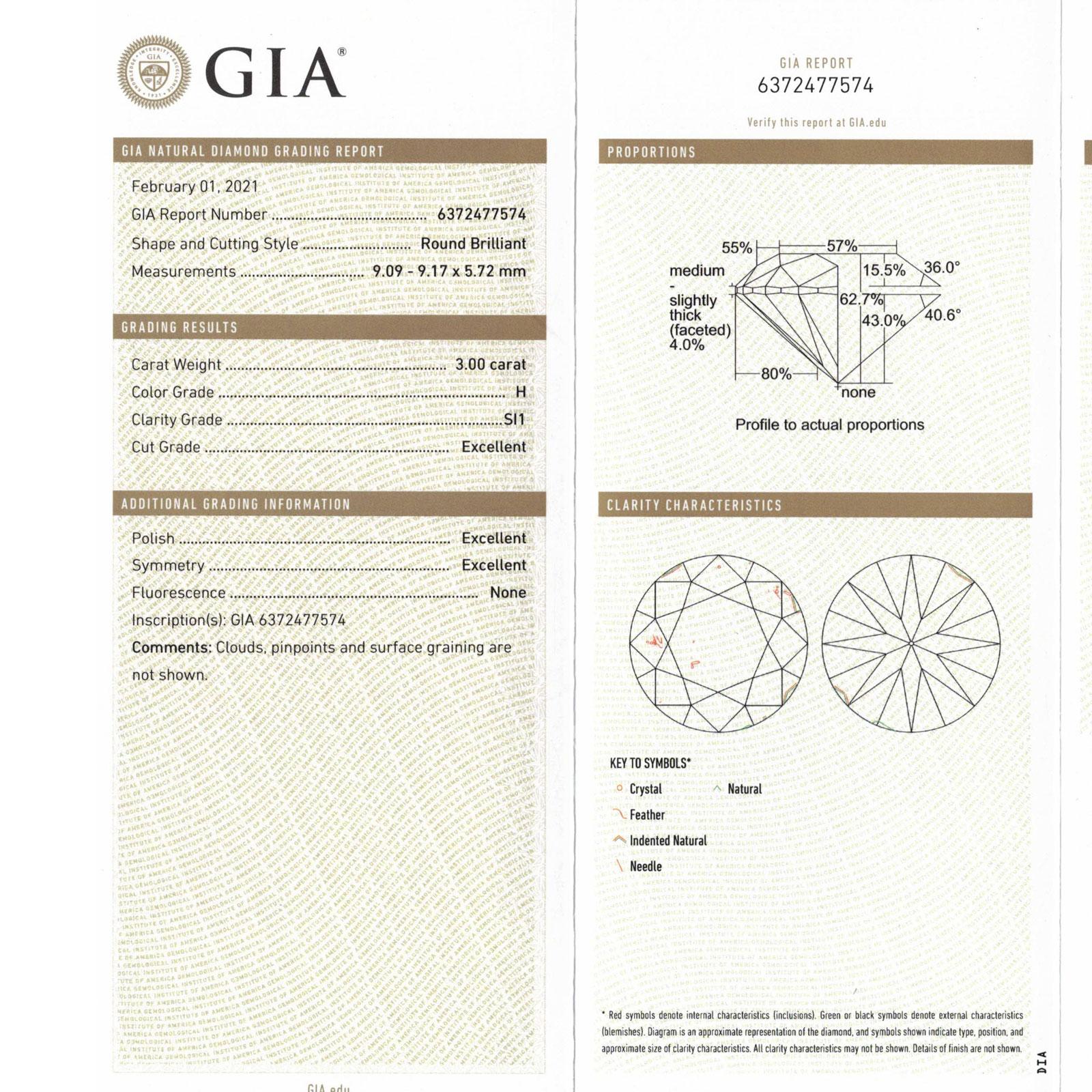 6,01 Karat Diamant-Ohrstecker GIA zertifiziert H/SI1 14KWG Martini-Montierung im Angebot 1