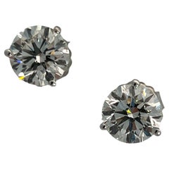 6.01 Ctw Diamond Stud Earrings GIA Certified H/SI1 14KWG Martini Mountings