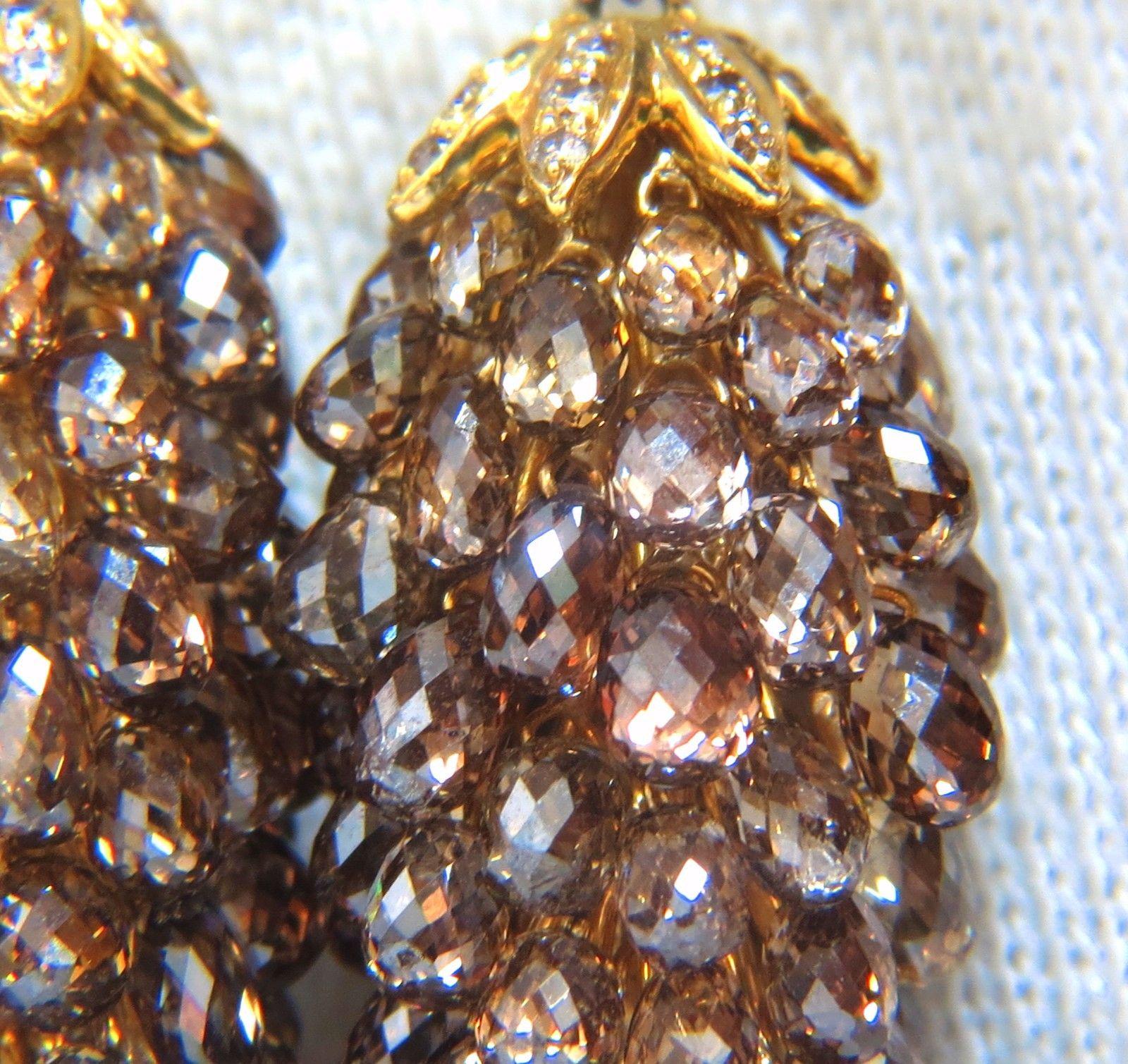 60.15ct Natural Fancy color briolette diamond dangle earrings 18kt grapevine In New Condition For Sale In New York, NY