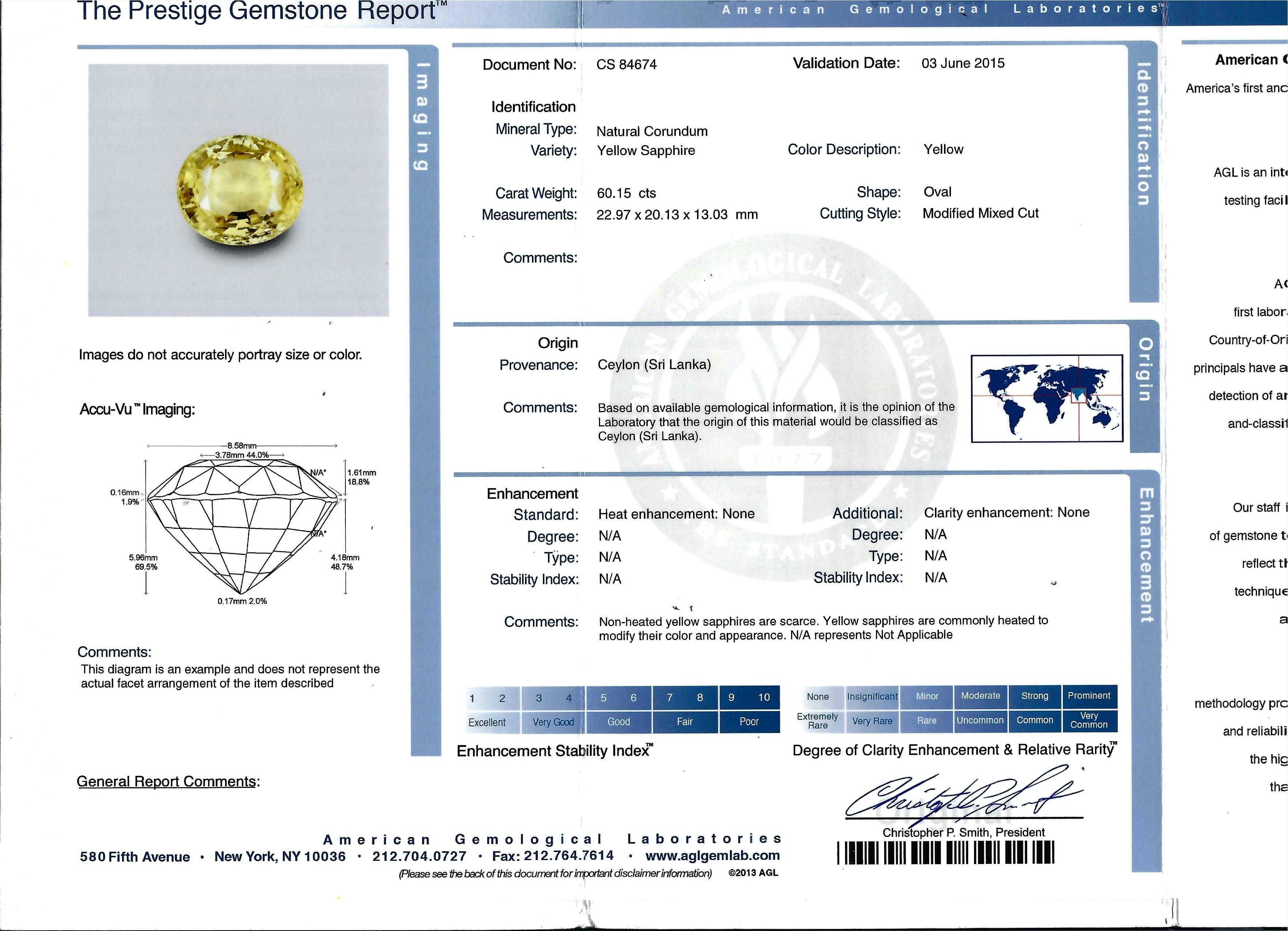 60.15ct Yellow Sapphire w 6.12ctw Yellow Diamonds and 3.34ctw White Diamond Ring For Sale 11