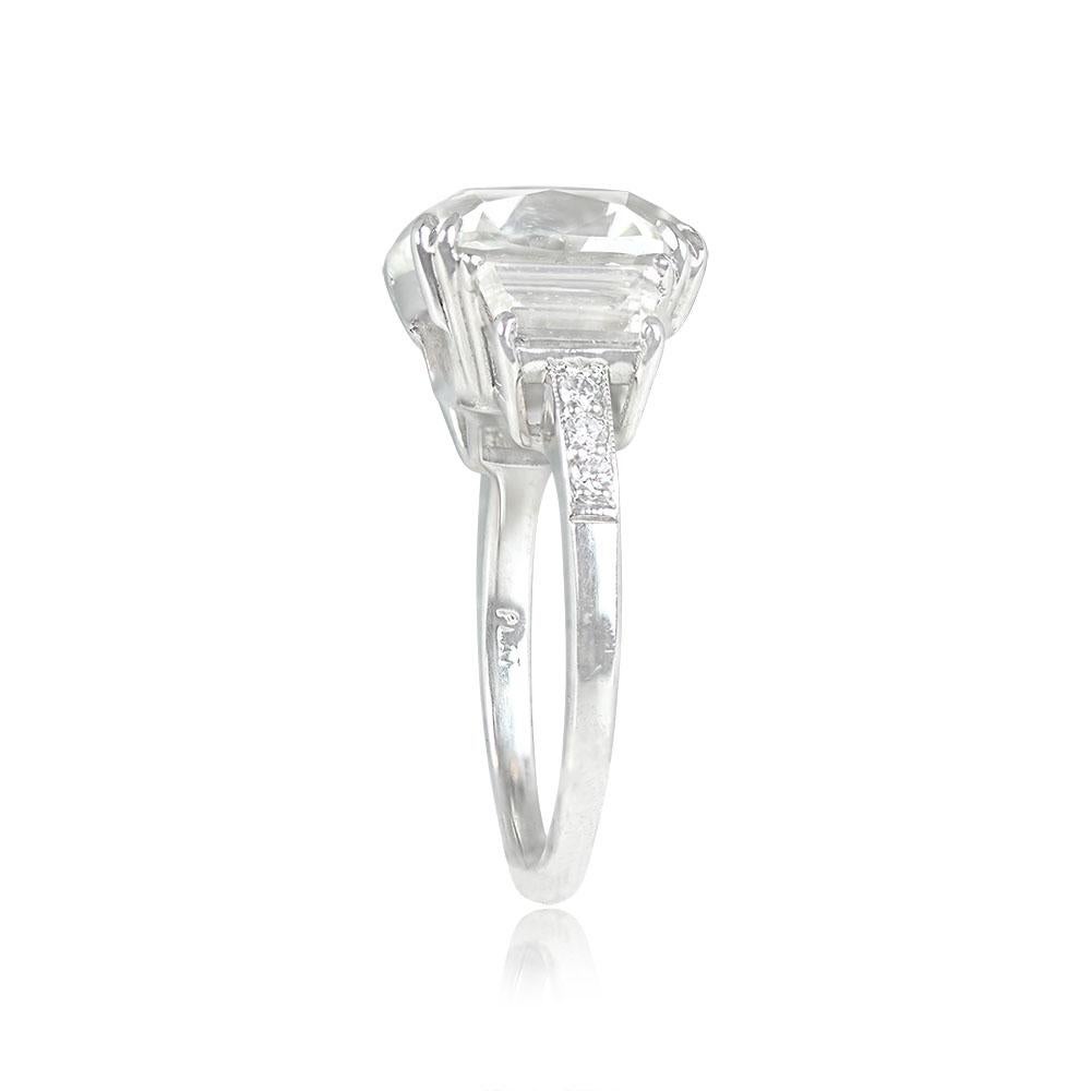 Art Deco 6.01ct Antique Cushion Cut Diamond Engagement Ring, I Color, Platinum For Sale