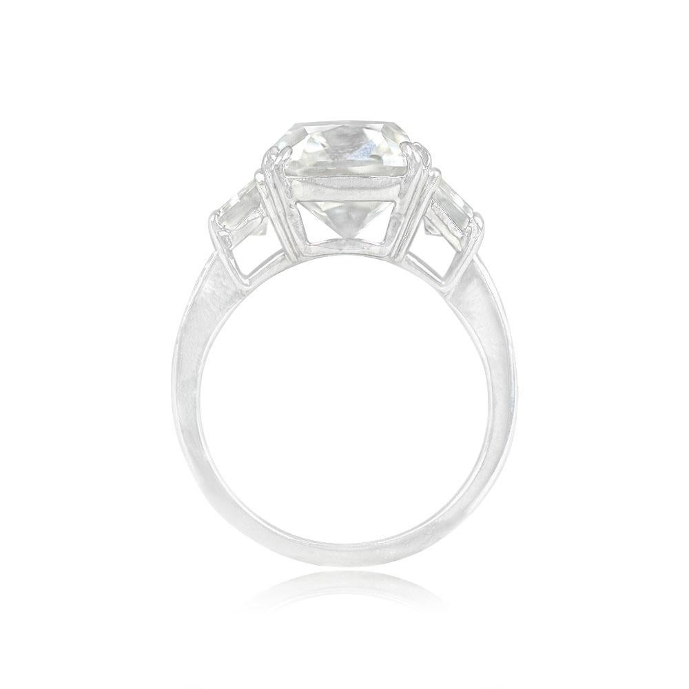 6.01ct Antique Cushion Cut Diamond Engagement Ring, I Color, Platinum In Excellent Condition For Sale In New York, NY