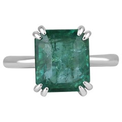 Bague solitaire de style élégant 6.01ct vert bleuté avec taille d'émeraude