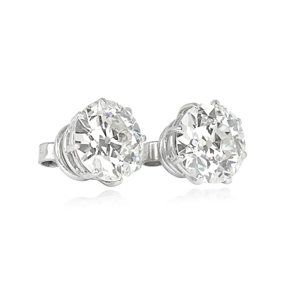 6.01ct Old European Cut Diamond Earrings, Platinum In Excellent Condition For Sale In New York, NY
