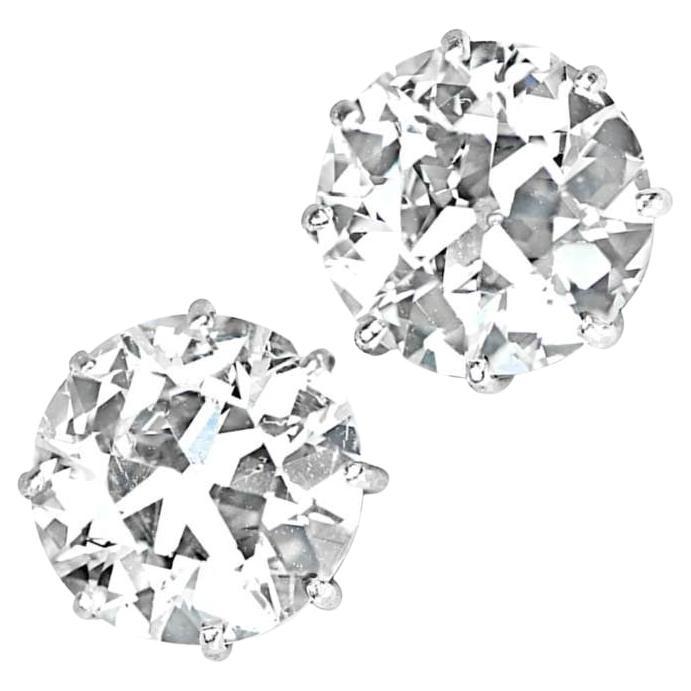 6.01ct Old European Cut Diamond Earrings, Platinum For Sale