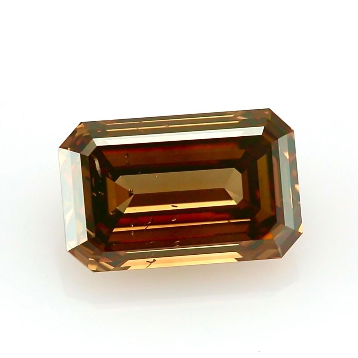6.01cts Emerald Cut Fancy Dark Orange-Brown Diamond - GIA Certified In New Condition For Sale In Ramat Gan, IL