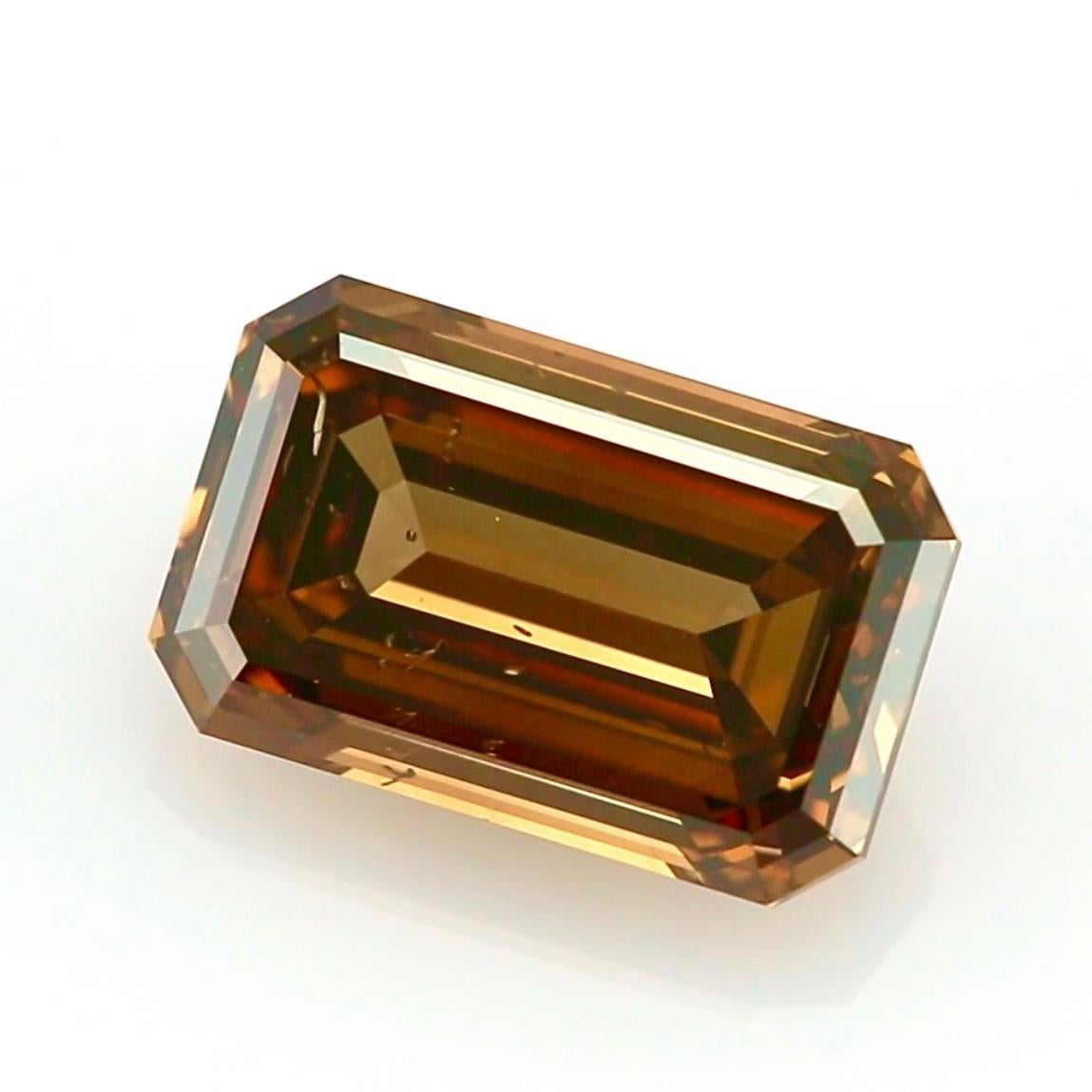 Women's or Men's 6.01cts Emerald Cut Fancy Dark Orange-Brown Diamond - GIA Certified For Sale