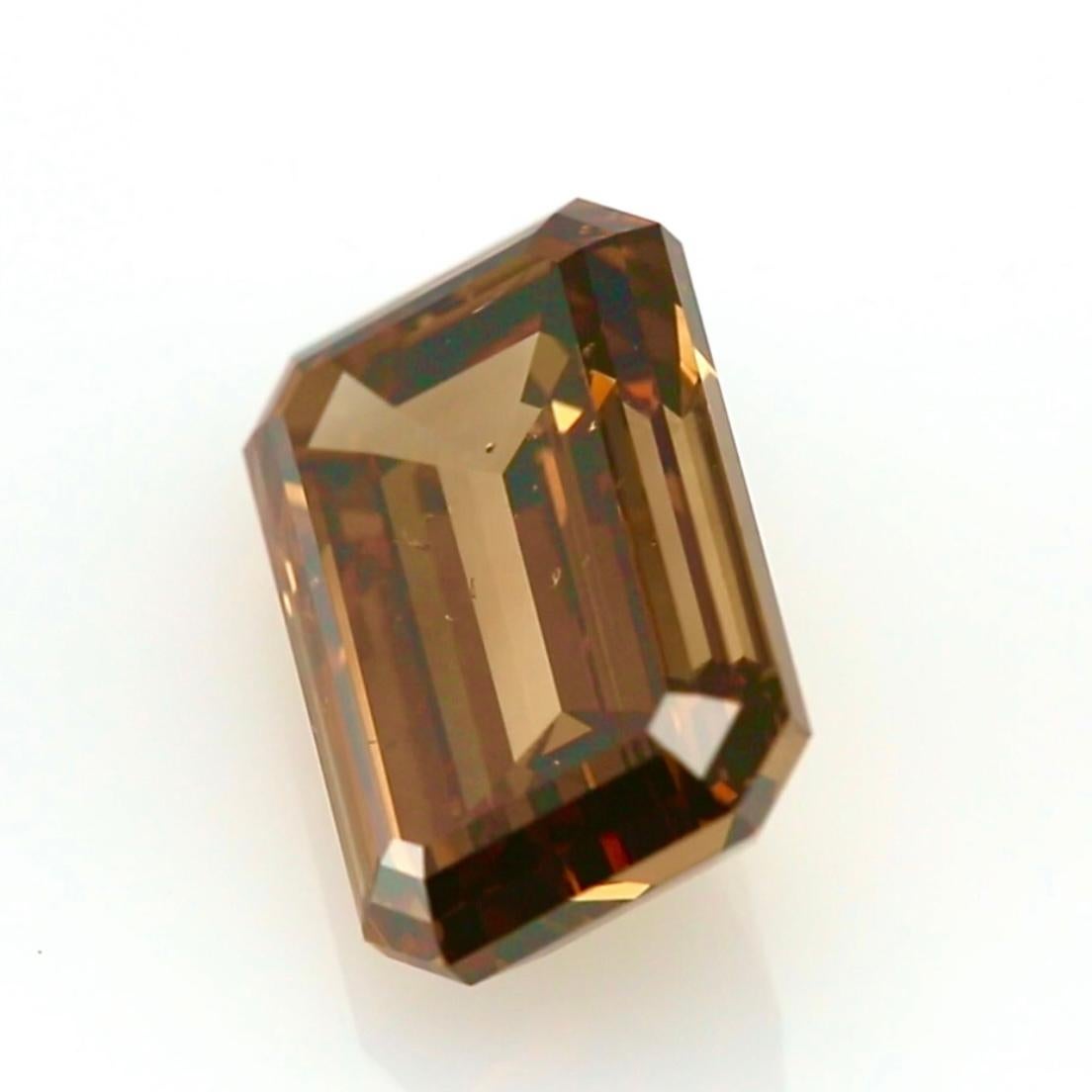 6.01cts Emerald Cut Fancy Dark Orange-Brown Diamond - GIA Certified For Sale 2