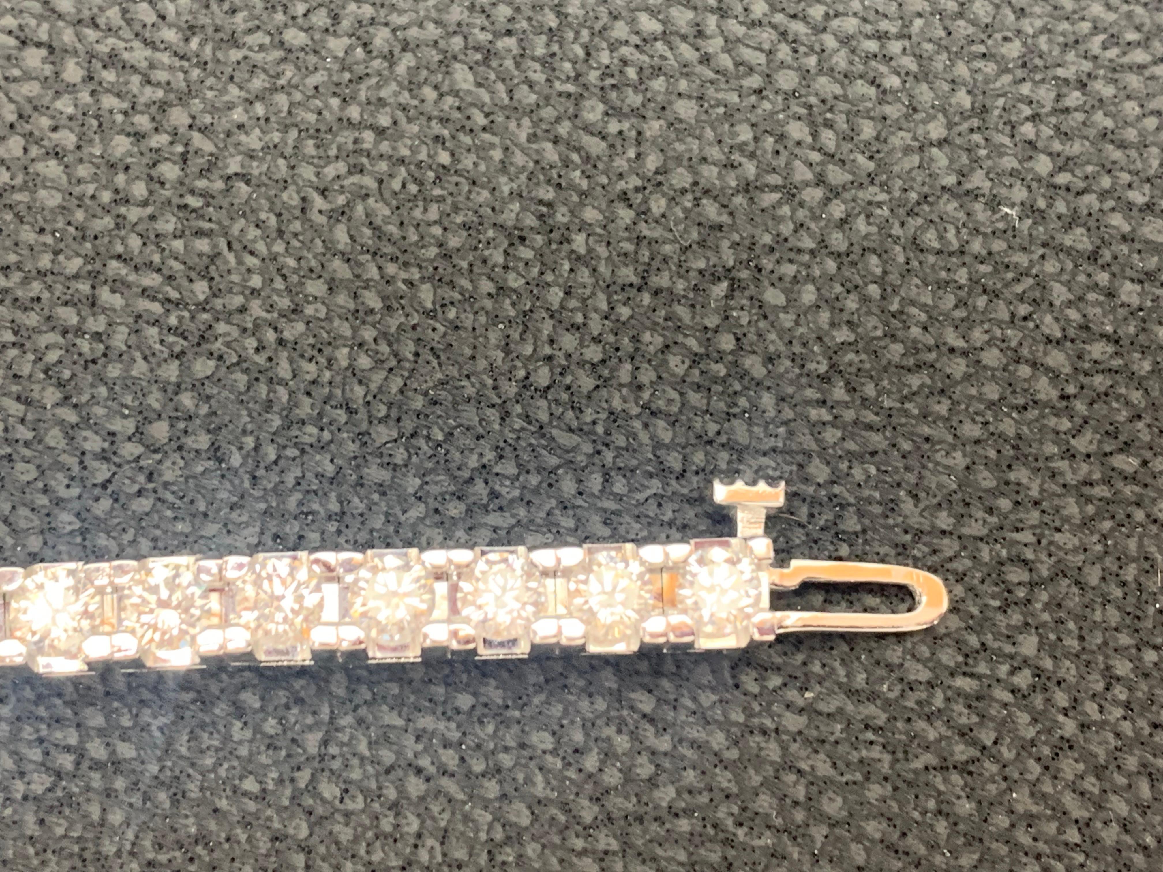 6.02 Carat Brilliant Cut Round Diamond Tennis Bracelet in 14K White Gold For Sale 9