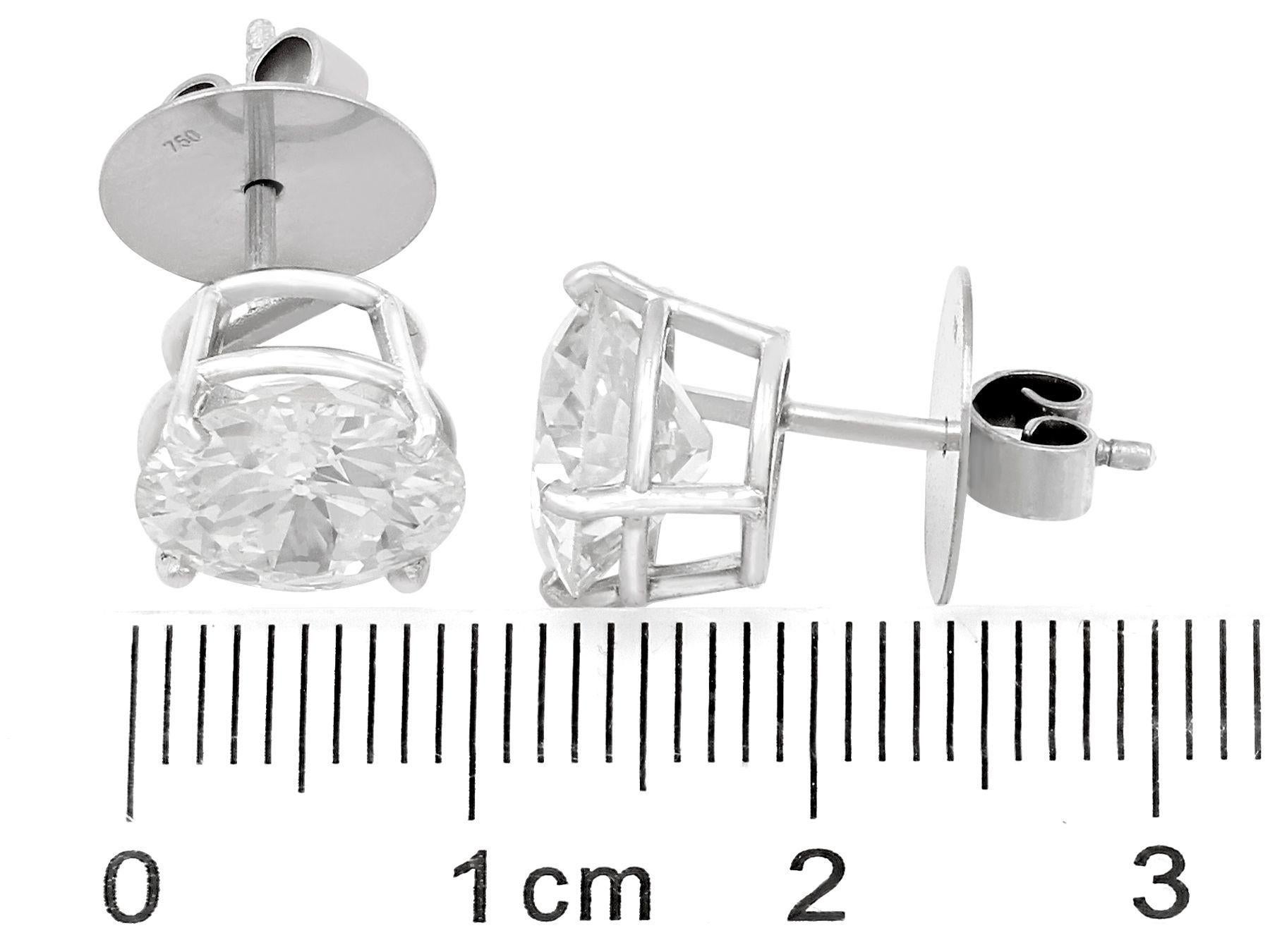 6.02 Carat Diamond and Platinum Stud Earrings 1