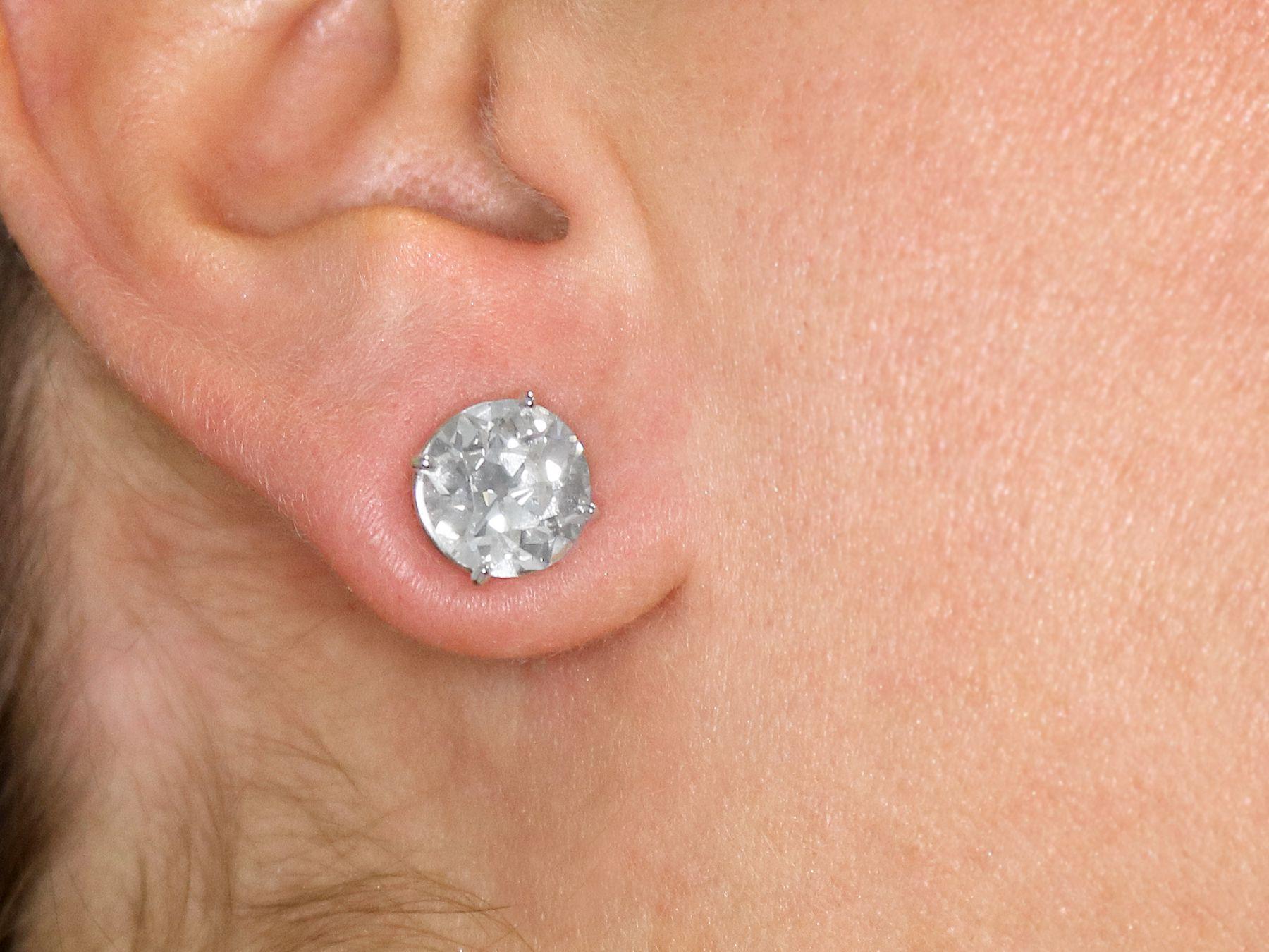 6.02 Carat Diamond and Platinum Stud Earrings 2