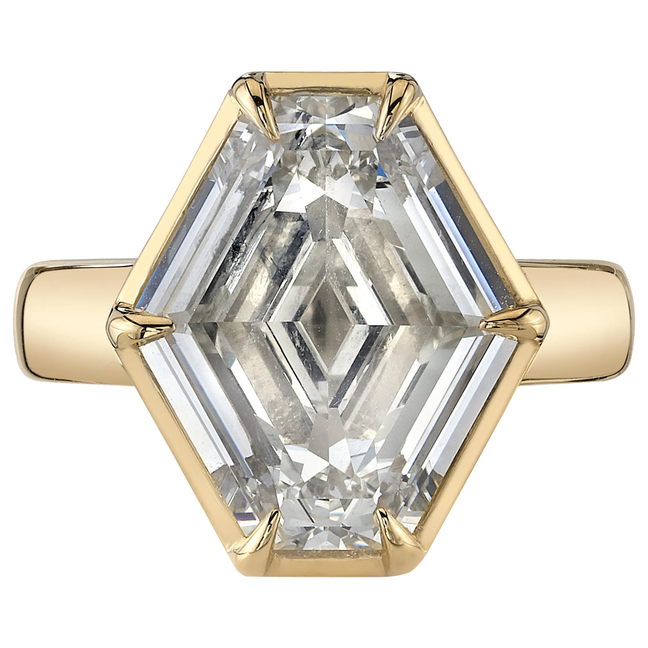 Handcrafted Odette Hexagonal Step Cut Diamond Ring by Single Stone