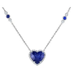 6.02 Carat Heart Shaped Blue Sapphire Pendant