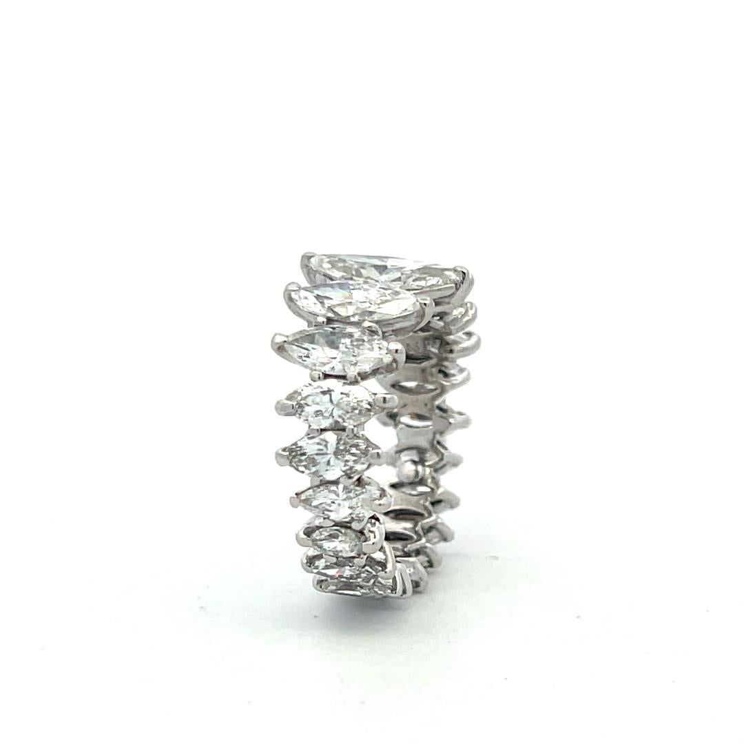 Bague d'éternité en platine avec diamants de forme marquise G SI-I1 de 6,02 carats en vente 5