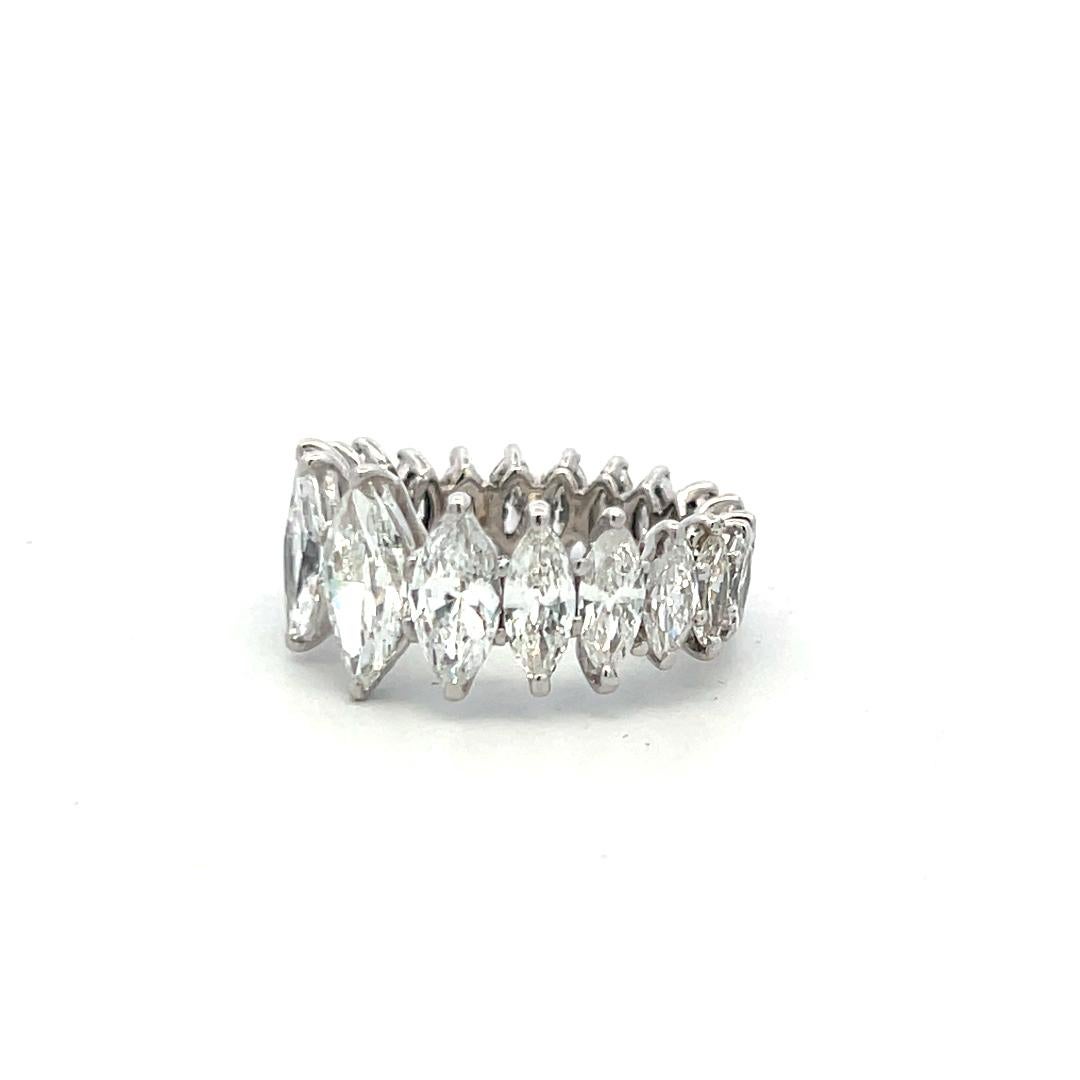 Taille Marquise Bague d'éternité en platine avec diamants de forme marquise G SI-I1 de 6,02 carats en vente