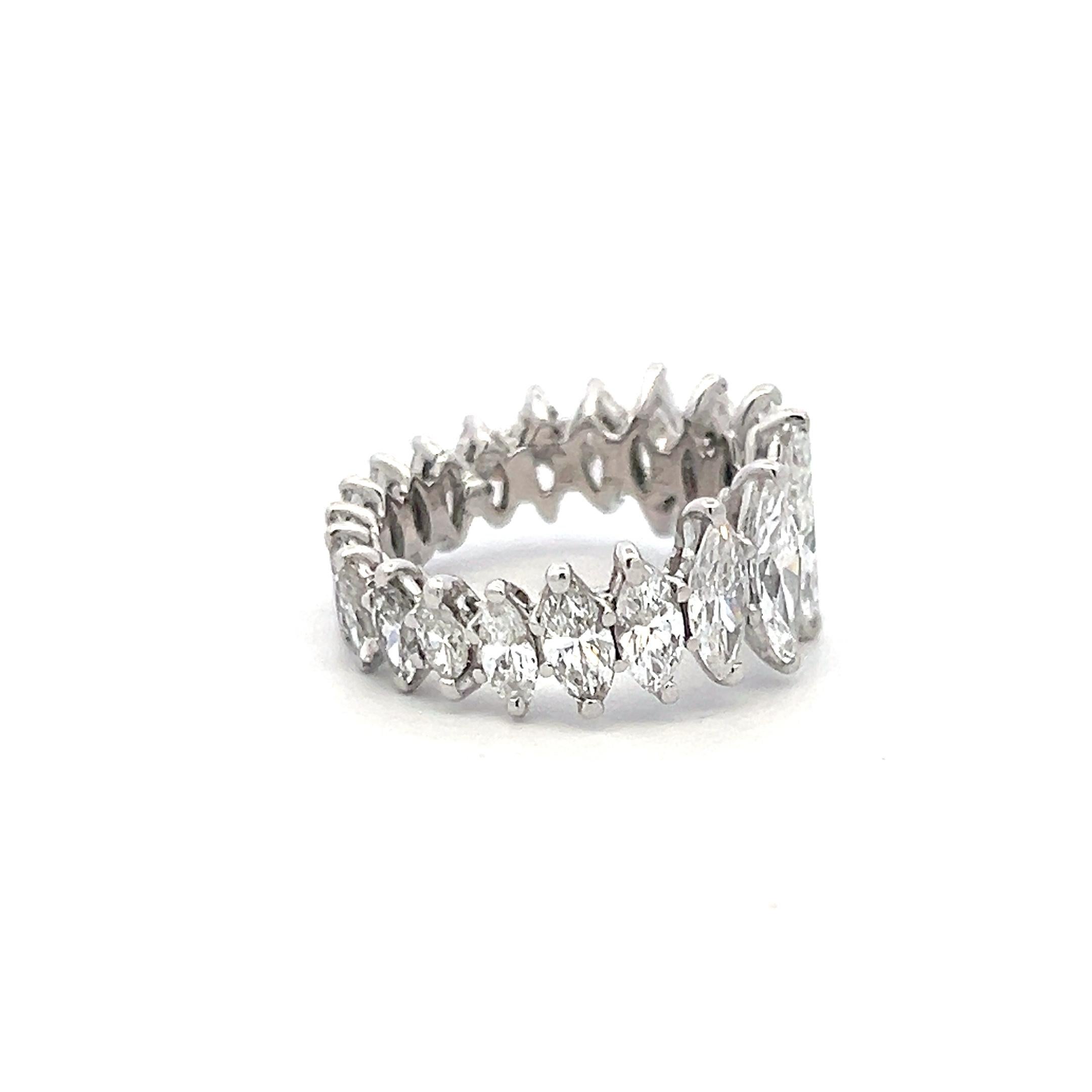 Bague d'éternité en platine avec diamants de forme marquise G SI-I1 de 6,02 carats Bon état - En vente à New York, NY
