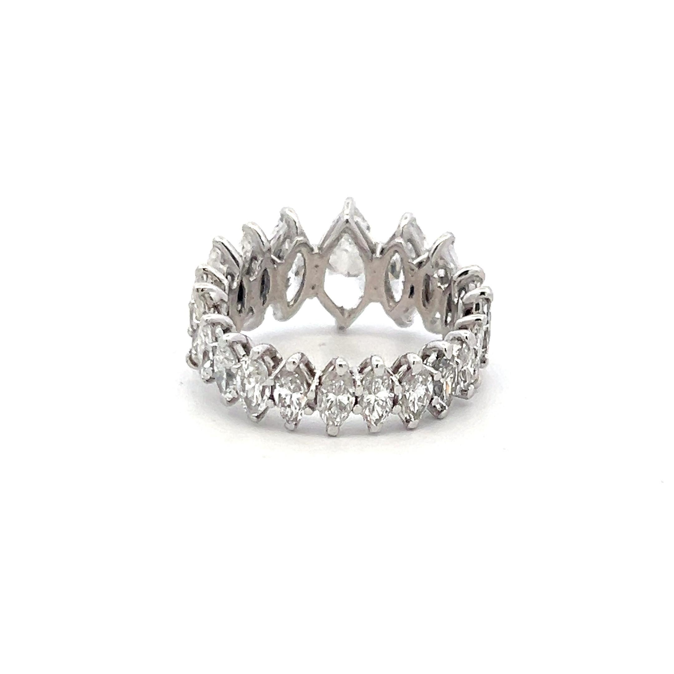 Bague d'éternité en platine avec diamants de forme marquise G SI-I1 de 6,02 carats Pour femmes en vente