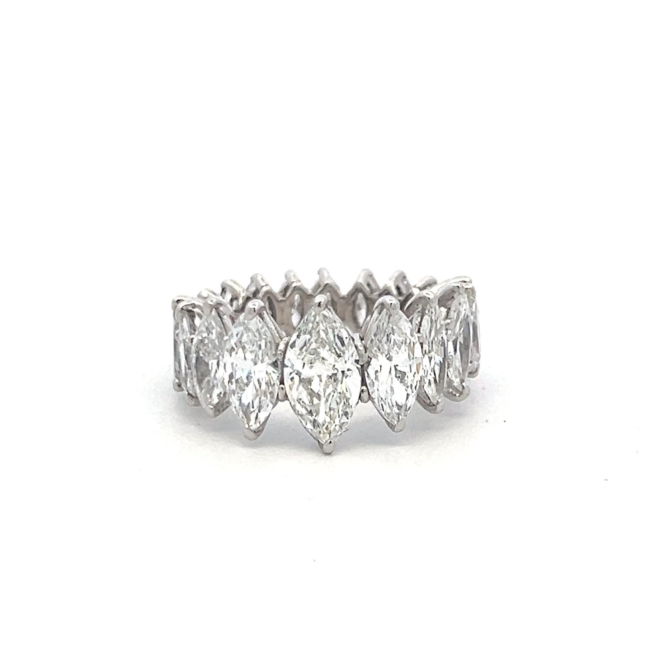 Bague d'éternité en platine avec diamants de forme marquise G SI-I1 de 6,02 carats en vente 2