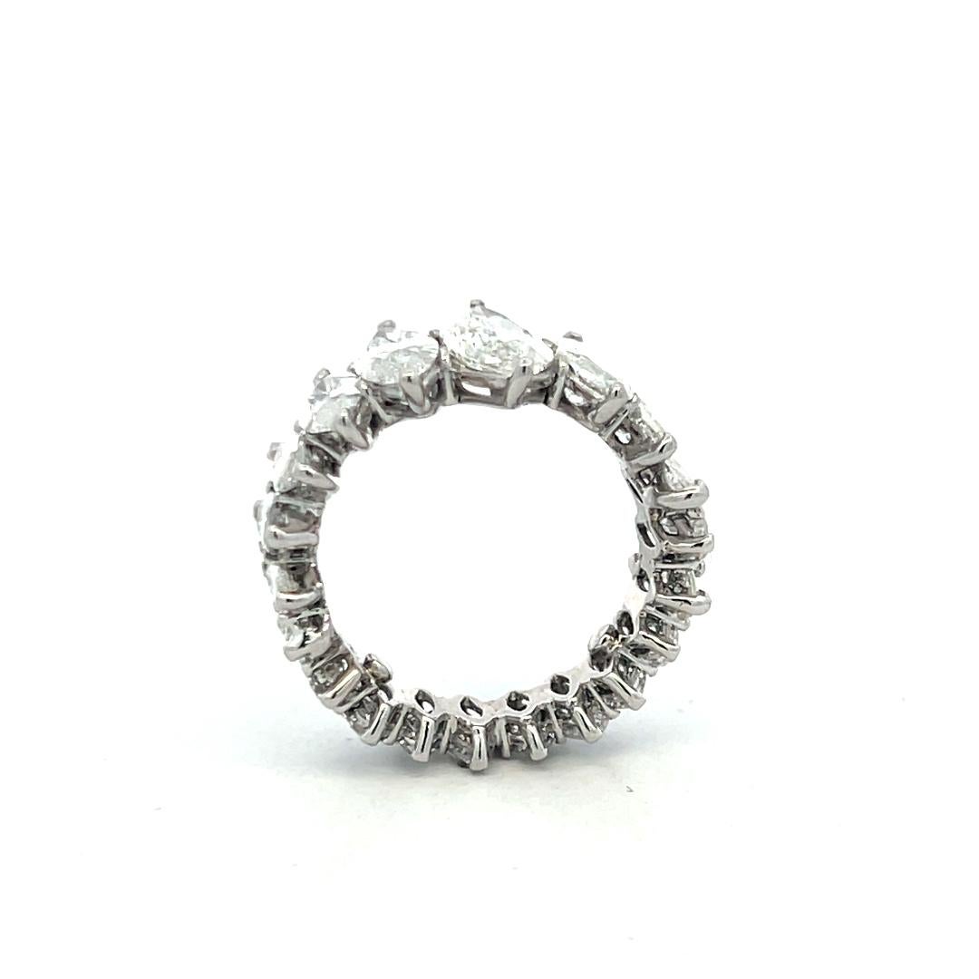 Bague d'éternité en platine avec diamants de forme marquise G SI-I1 de 6,02 carats en vente 4