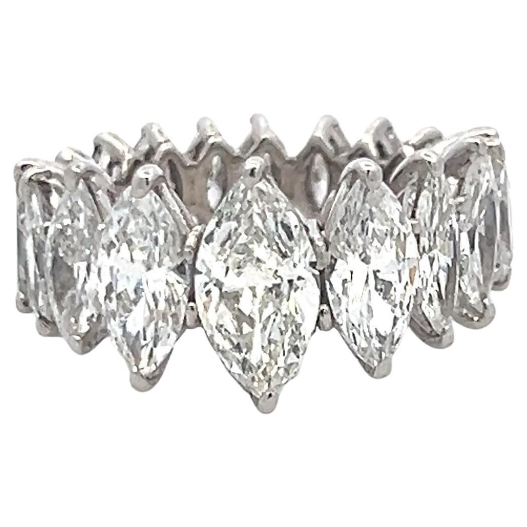 6.02 Carat Marquis Shape G SI-I1 Diamond Platinum Eternity Band Ring