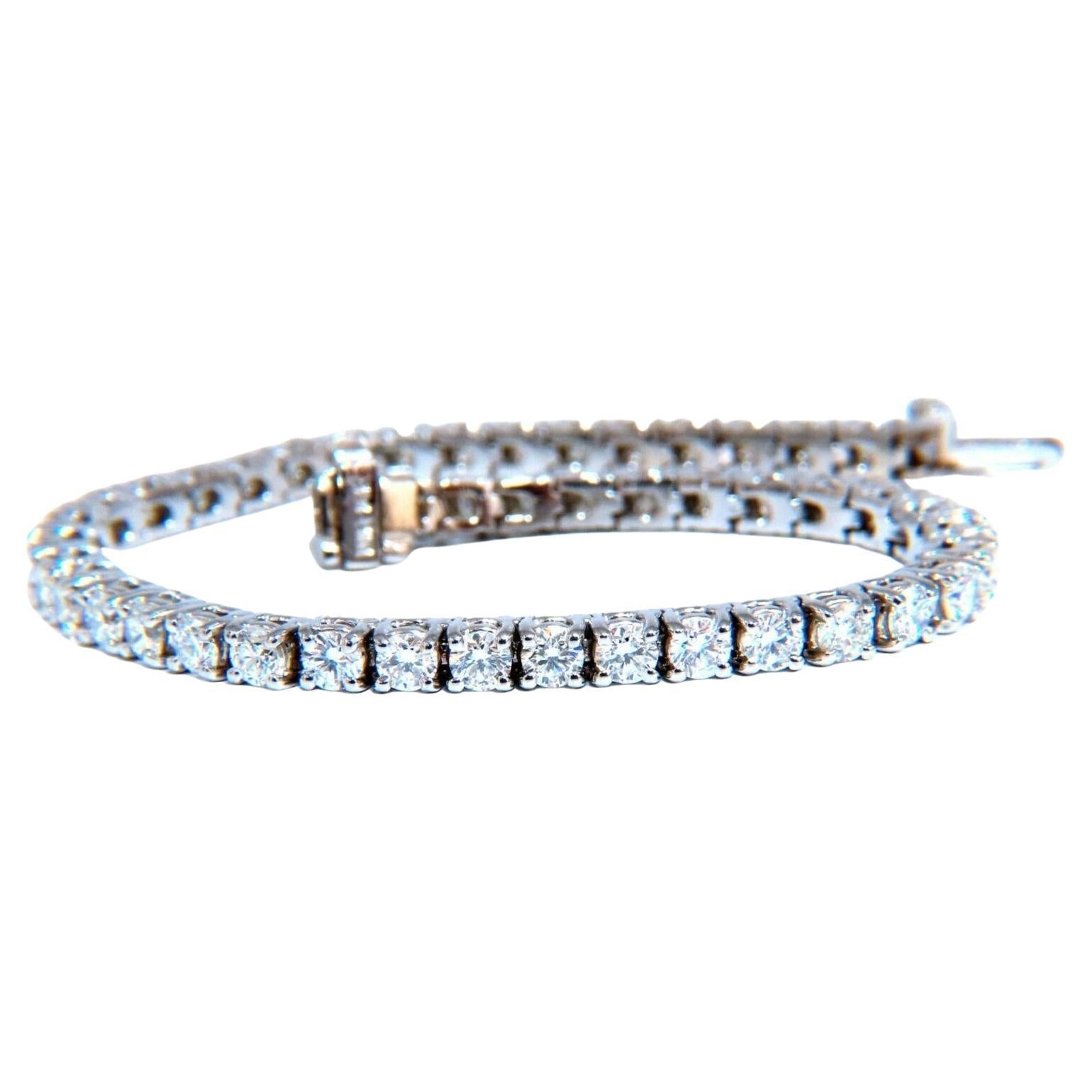 6.02 carat natural round diamonds link tennis bracelet 14kt For Sale
