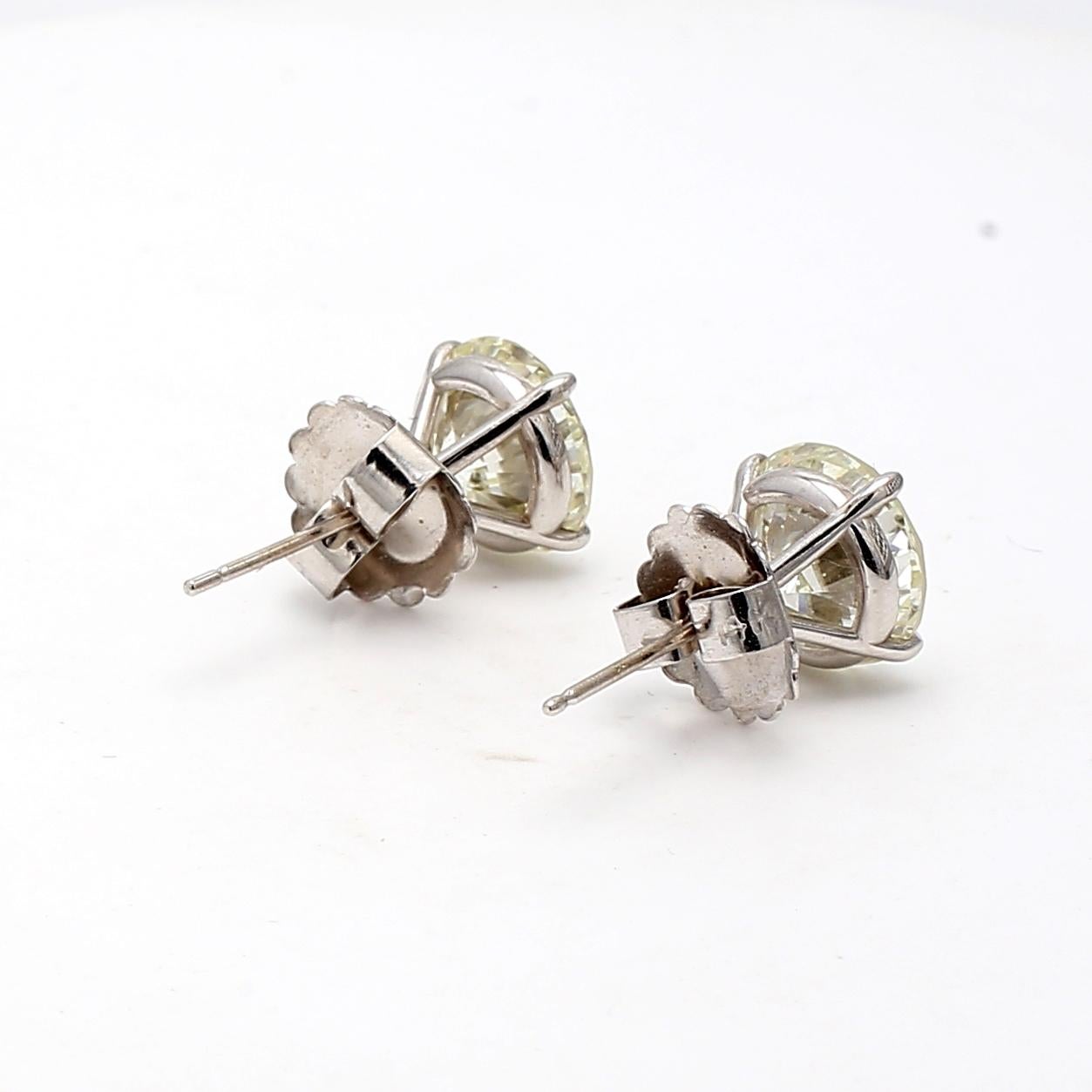 6.02 Carat Old European Cut VS2-SI1 Diamond 14K White Gold Stud Earrings 1