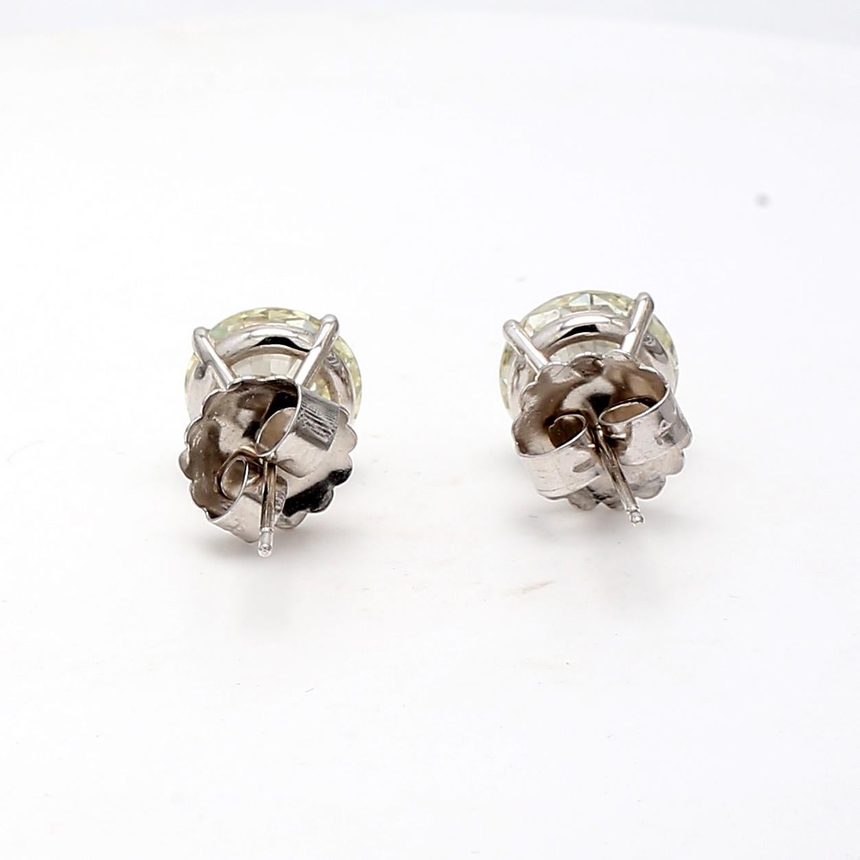 6.02 Carat Old European Cut VS2-SI1 Diamond 14K White Gold Stud Earrings 2