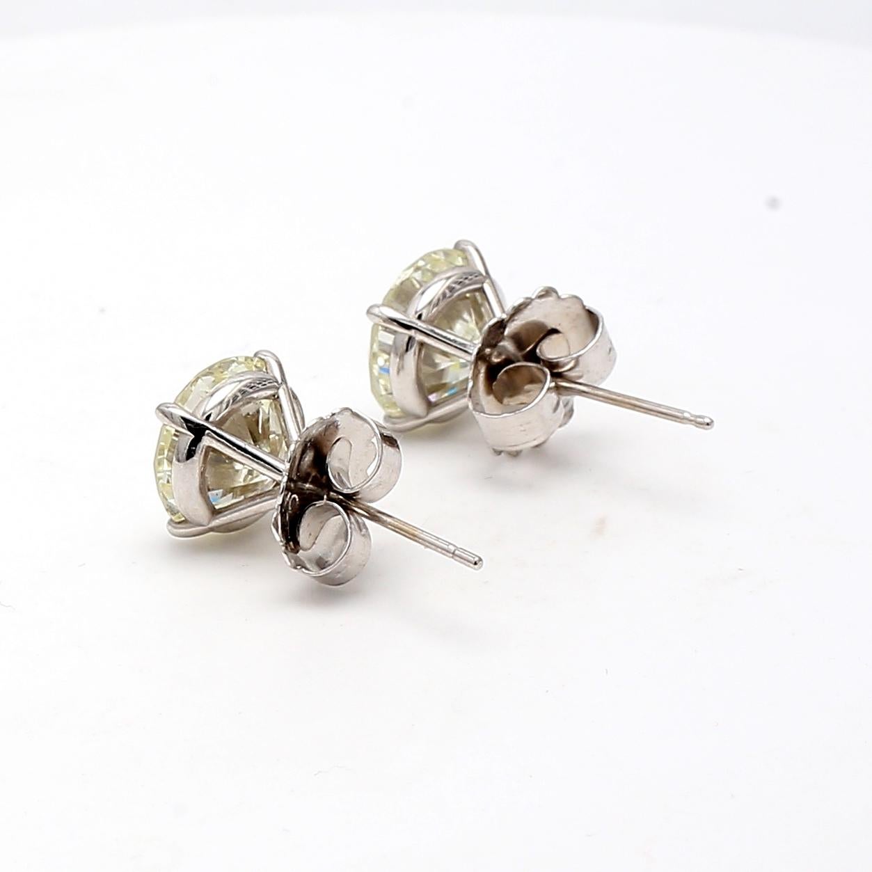 6.02 Carat Old European Cut VS2-SI1 Diamond 14K White Gold Stud Earrings 3