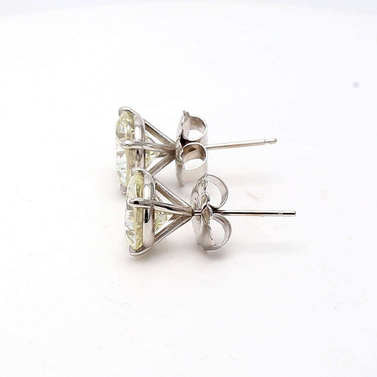 6.02 Carat Old European Cut VS2-SI1 Diamond 14K White Gold Stud Earrings 4