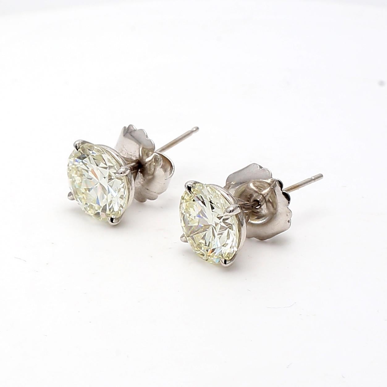 6.02 Carat Old European Cut VS2-SI1 Diamond 14K White Gold Stud Earrings 5