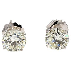 Pendientes de oro blanco de 14 quilates con diamantes VS2-SI1 de talla europea antigua de 6,02 quilates