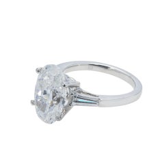 6.02 Carat Oval Diamond Ring Brilliant White 18K White Gold Timeless Brilliance