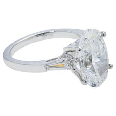 6.02 Carat Oval Diamond Ring Brilliant White 18K White Gold Timeless Brilliance