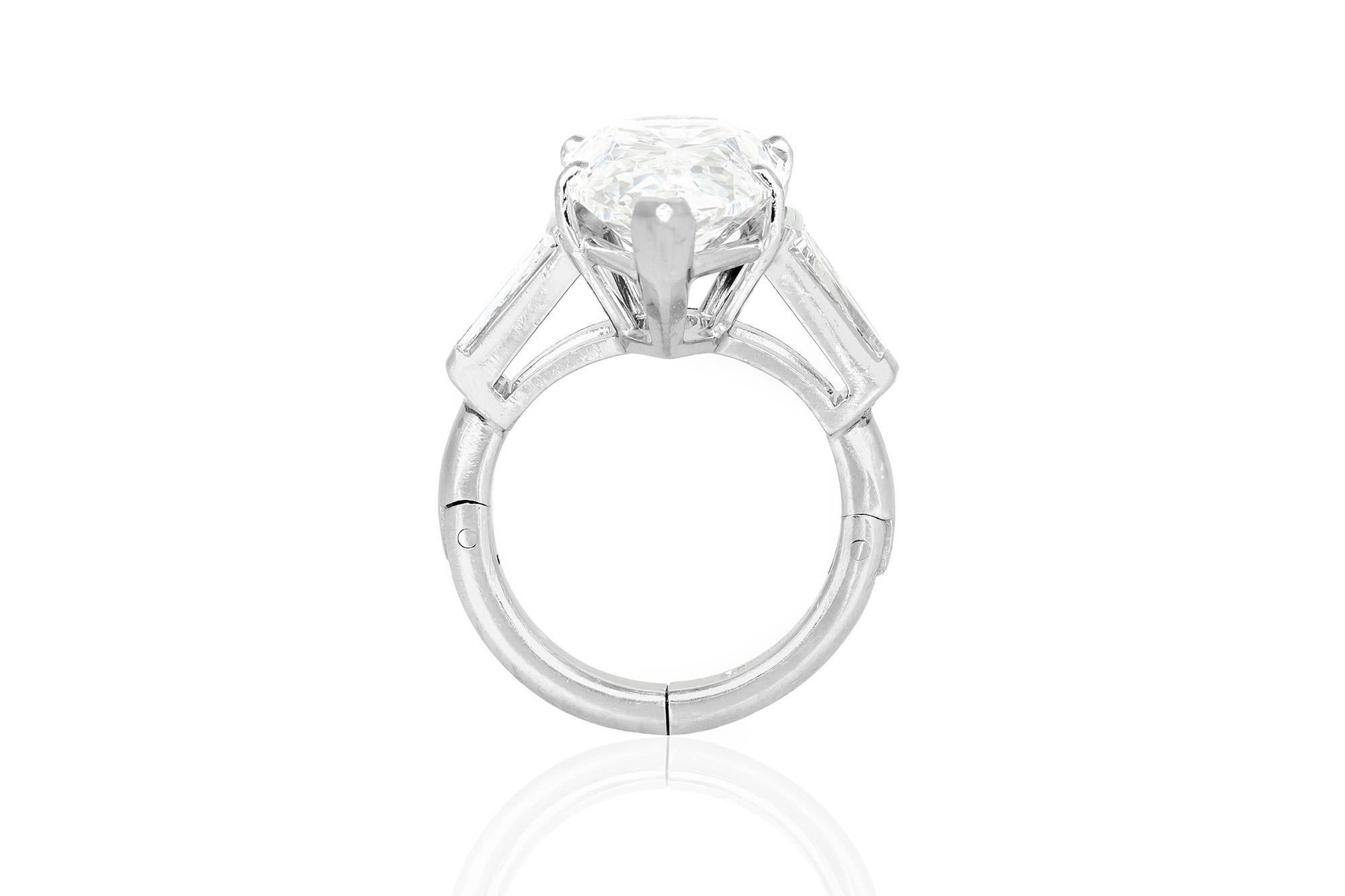 6.02 Carat Pear Shaped Diamond Engagement Ring In Good Condition For Sale In New York, NY