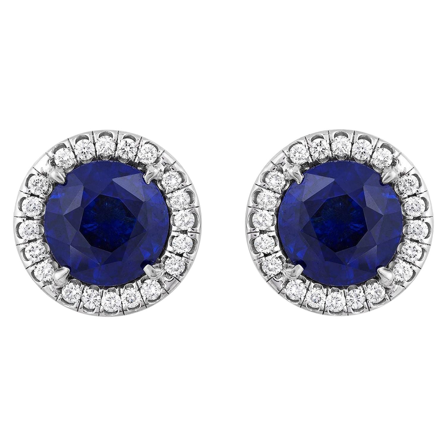 6.02 Carat Sapphire Diamond Earrings