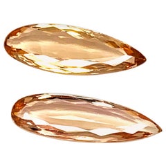 Precious Topaz Pair of Pears, Unset Earring, Pendant Gemstones, 6.02 Carat Total