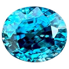 6.02 carats Tiffany Blue Zircon Stone Oval Cut Cambodian Gemstone