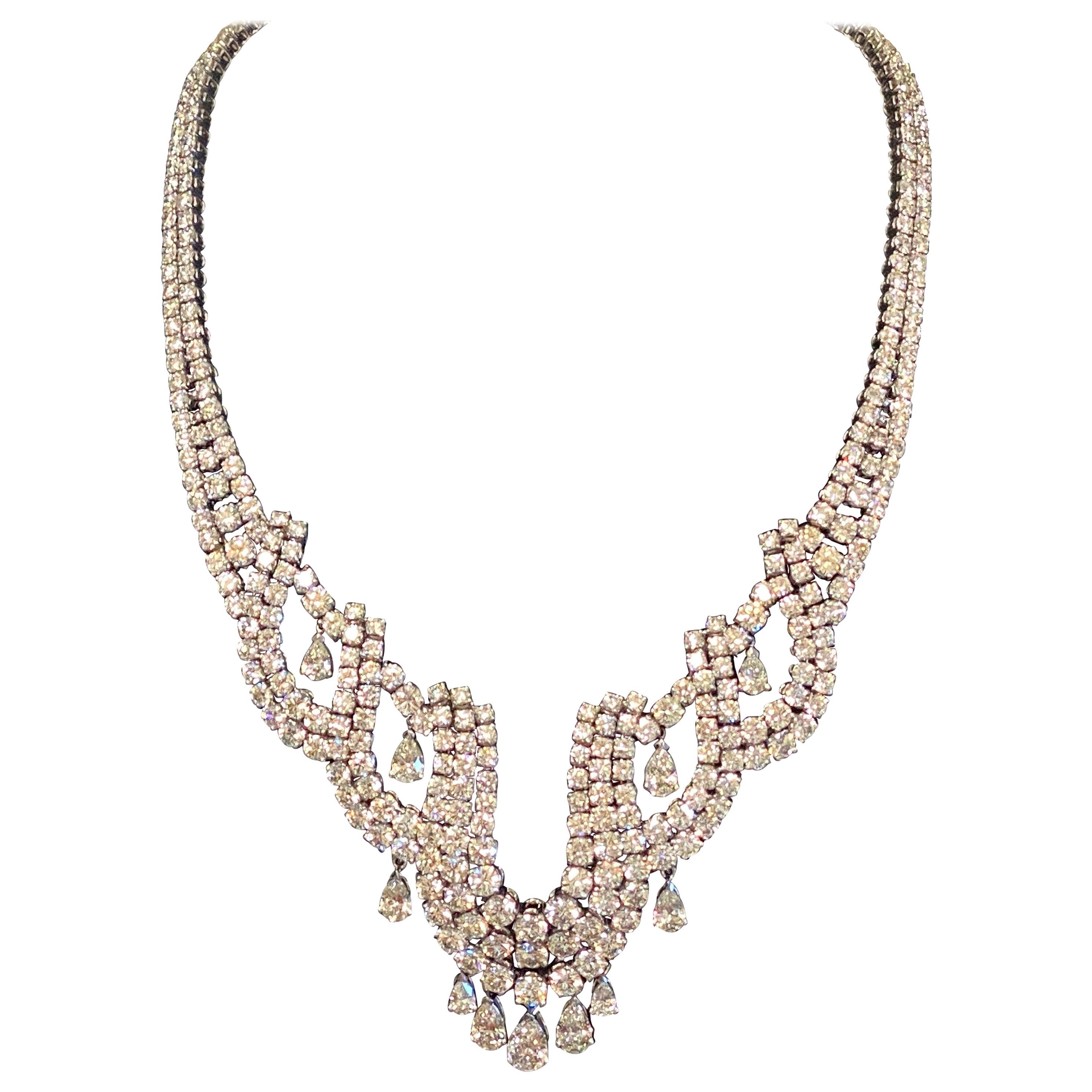 60.22 Carat Diamond Necklace in 18 Karat White Gold