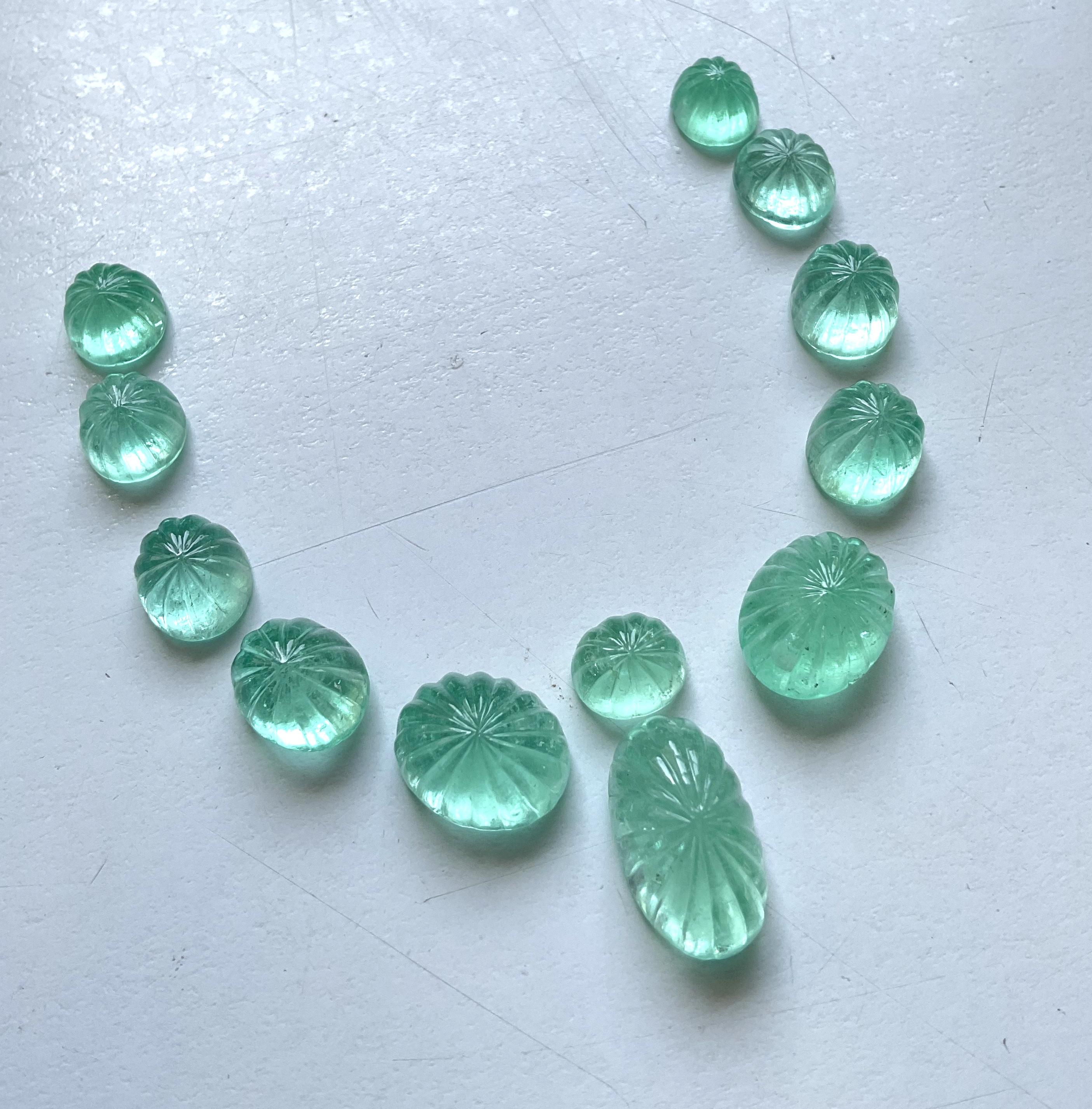 60.23 Carats Top Colombian Emerald Carved Cabochon For Jewelry Natural Gems For Sale 1