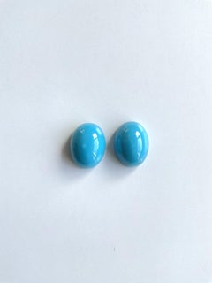 60,24 Karat Türkis Arizona Cabochons 2 Pieces Paar für Schmuck natürlichen Edelstein