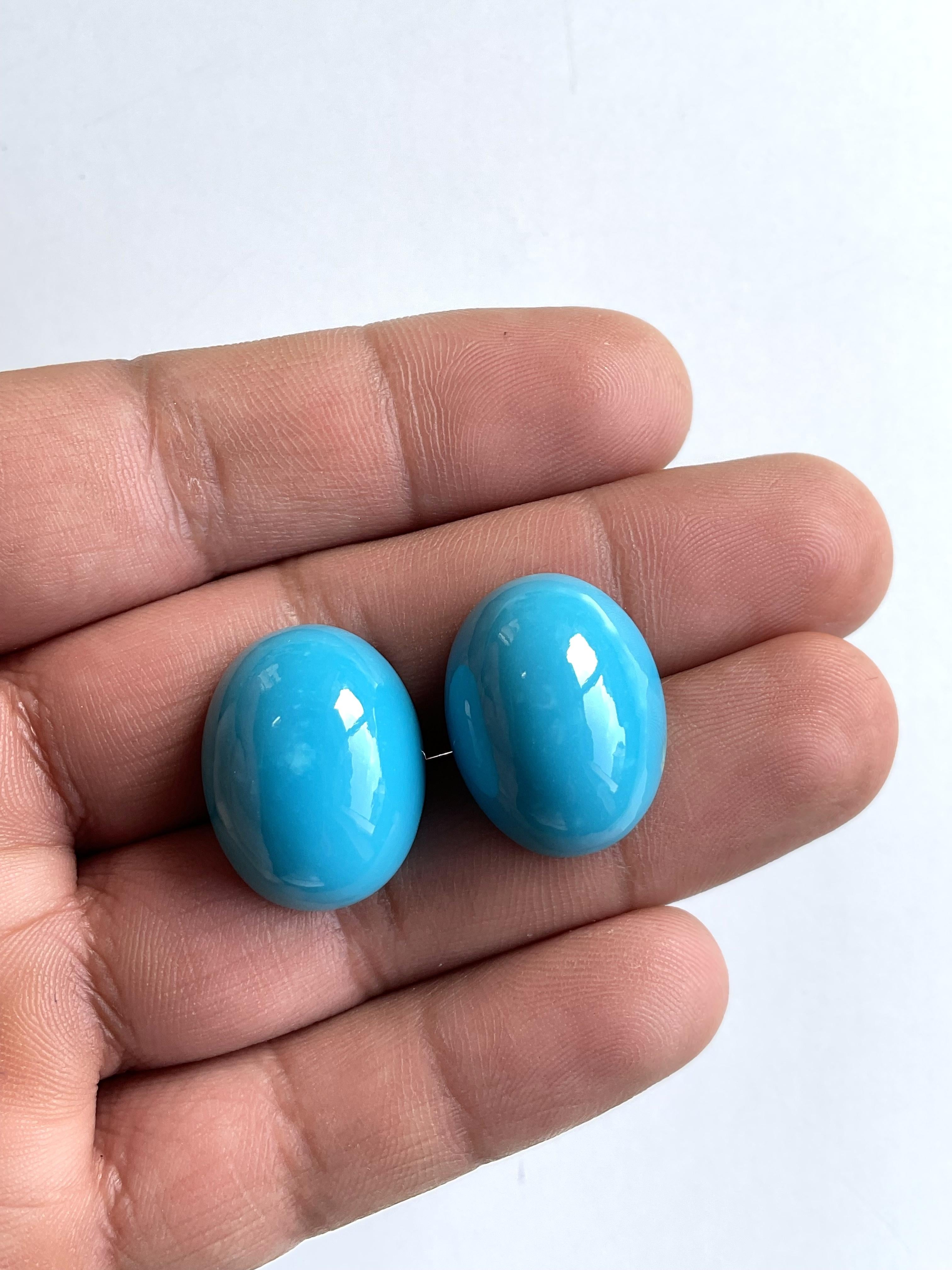 60,24 Karat Türkis Arizona Cabochons 2 Pieces Paar für Schmuck natürlichen Edelstein im Angebot 3