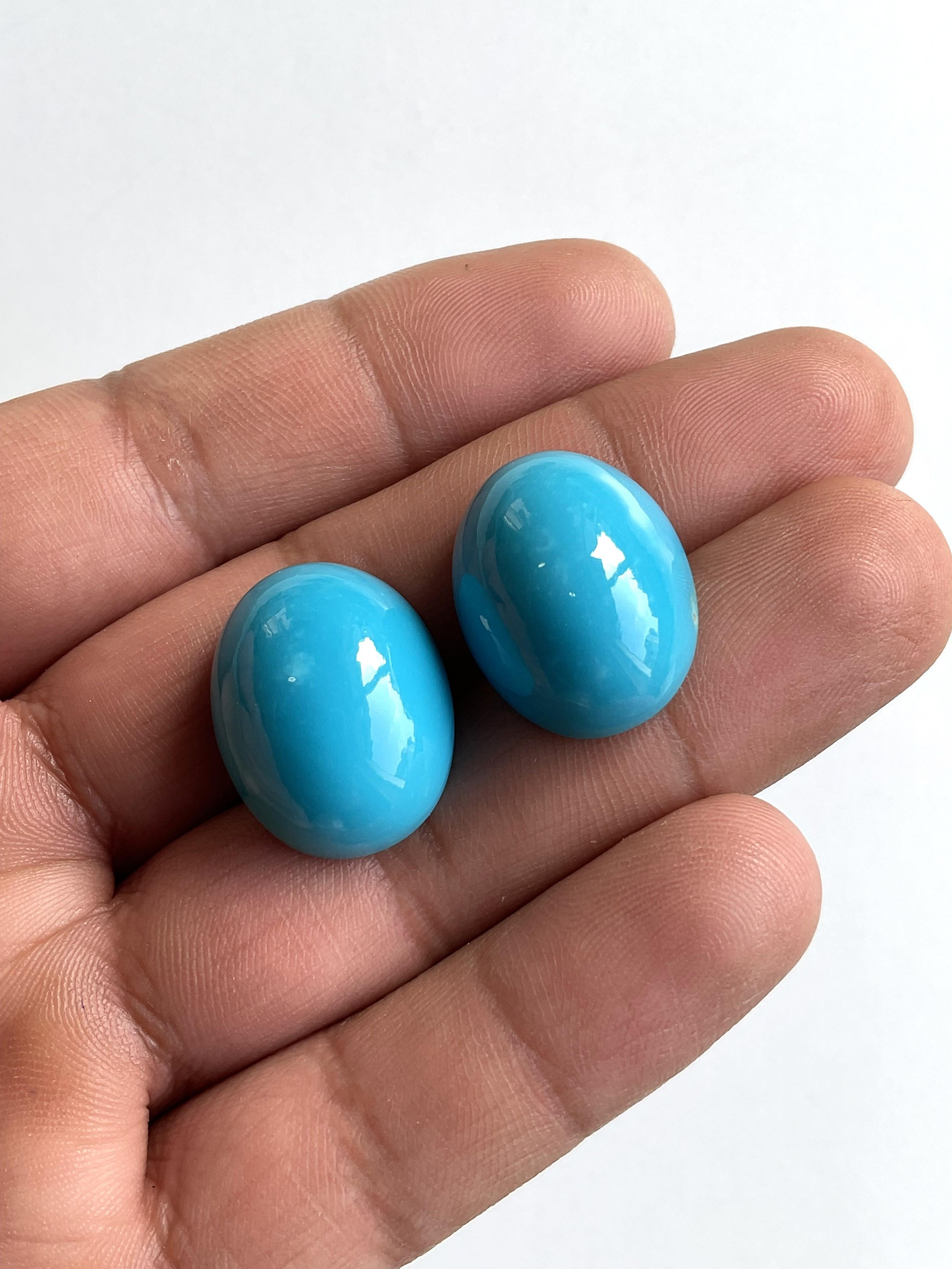60,24 Karat Türkis Arizona Cabochons 2 Pieces Paar für Schmuck natürlichen Edelstein im Angebot 4