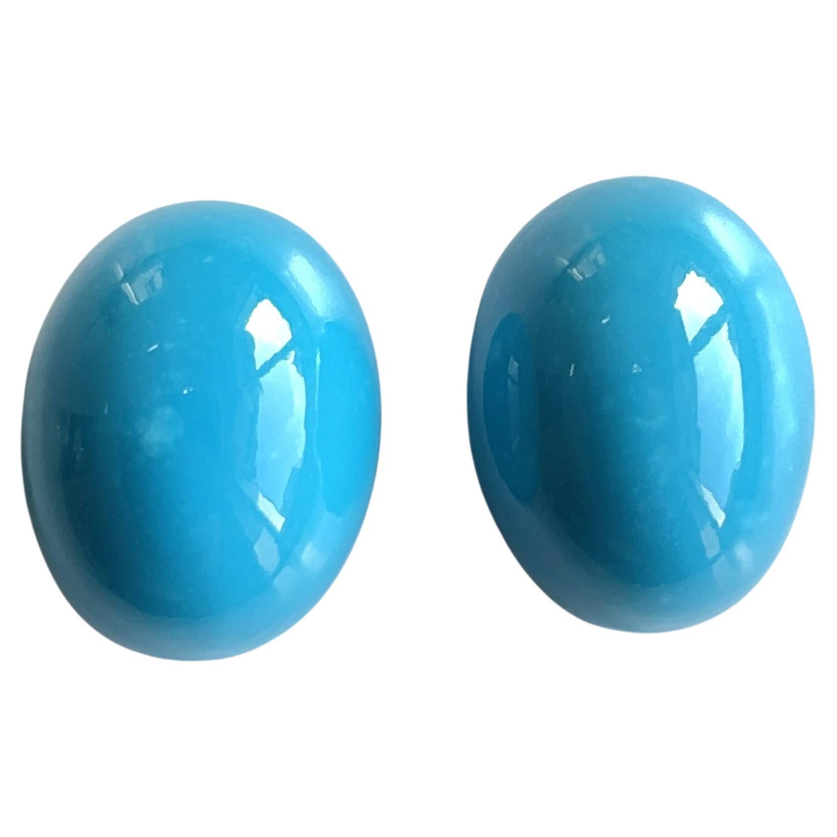 60,24 Karat Türkis Arizona Cabochons 2 Pieces Paar für Schmuck natürlichen Edelstein im Angebot
