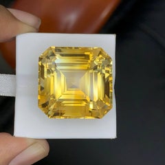 60.25 Carat Natural Loose Yellow Golden Citrine Asscher Cut Brazilian Gemstone