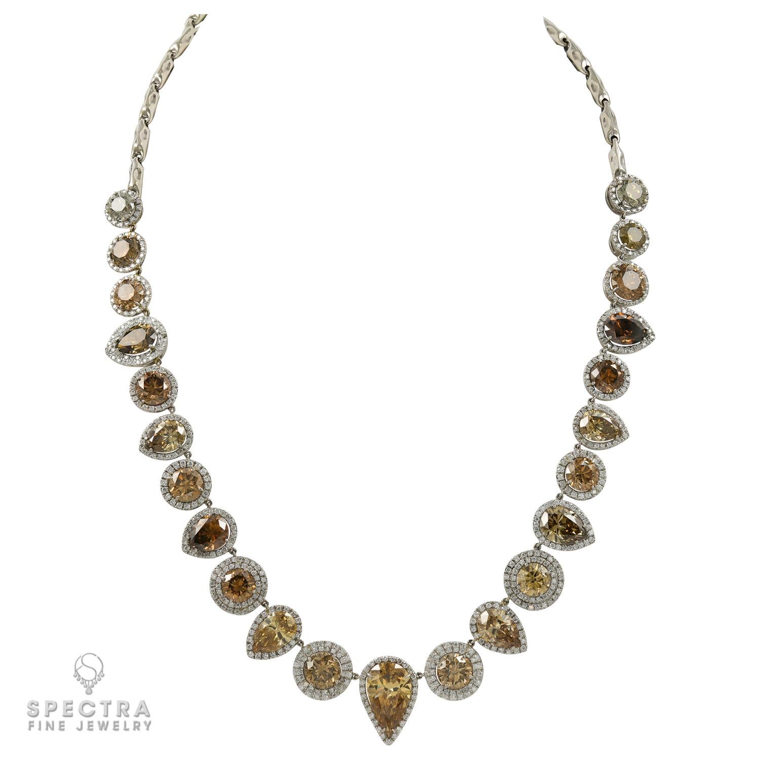 60.27 Carat Brown Yellow Diamond Necklace In Excellent Condition For Sale In New York, NY